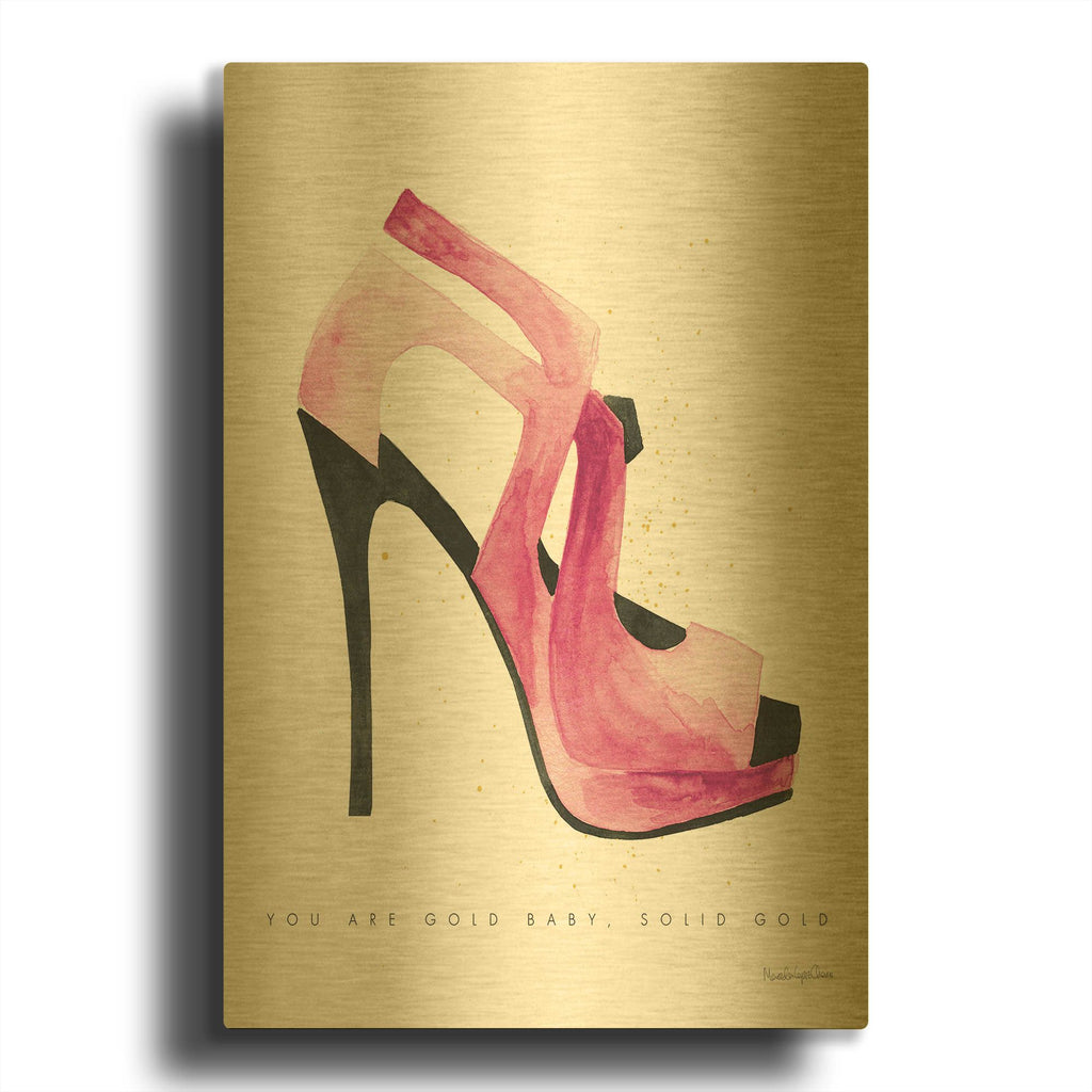 'Glitz and Glam V2 Pink' By Mercedes Lopez Charro Gold Metal Wall Art