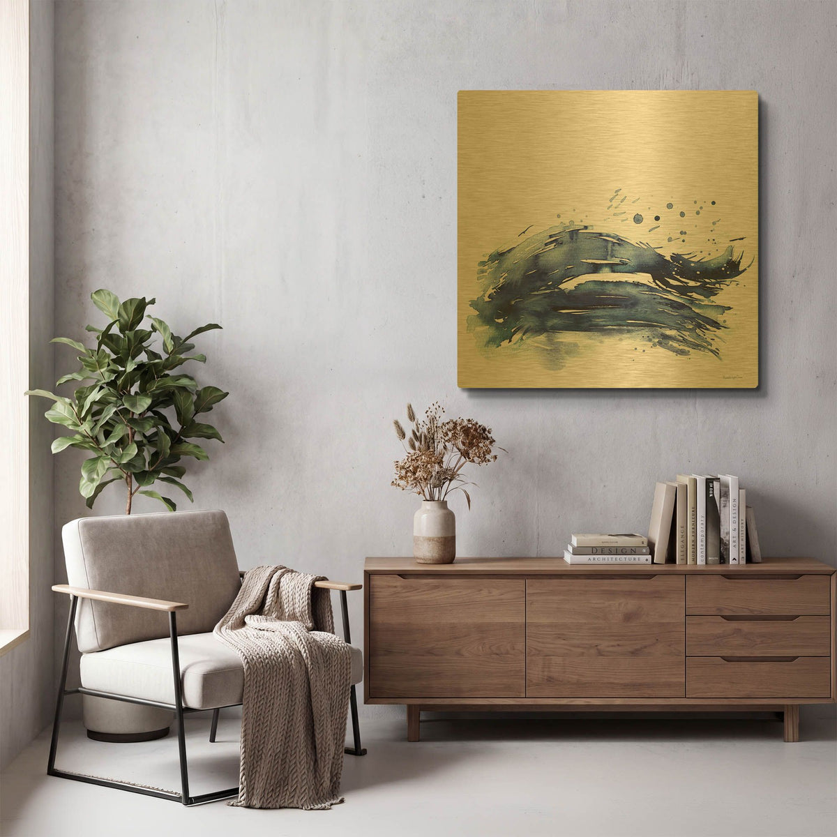 'Coastal Splash 3' By Mercedes Lopez Charro Gold Metal Wall Art