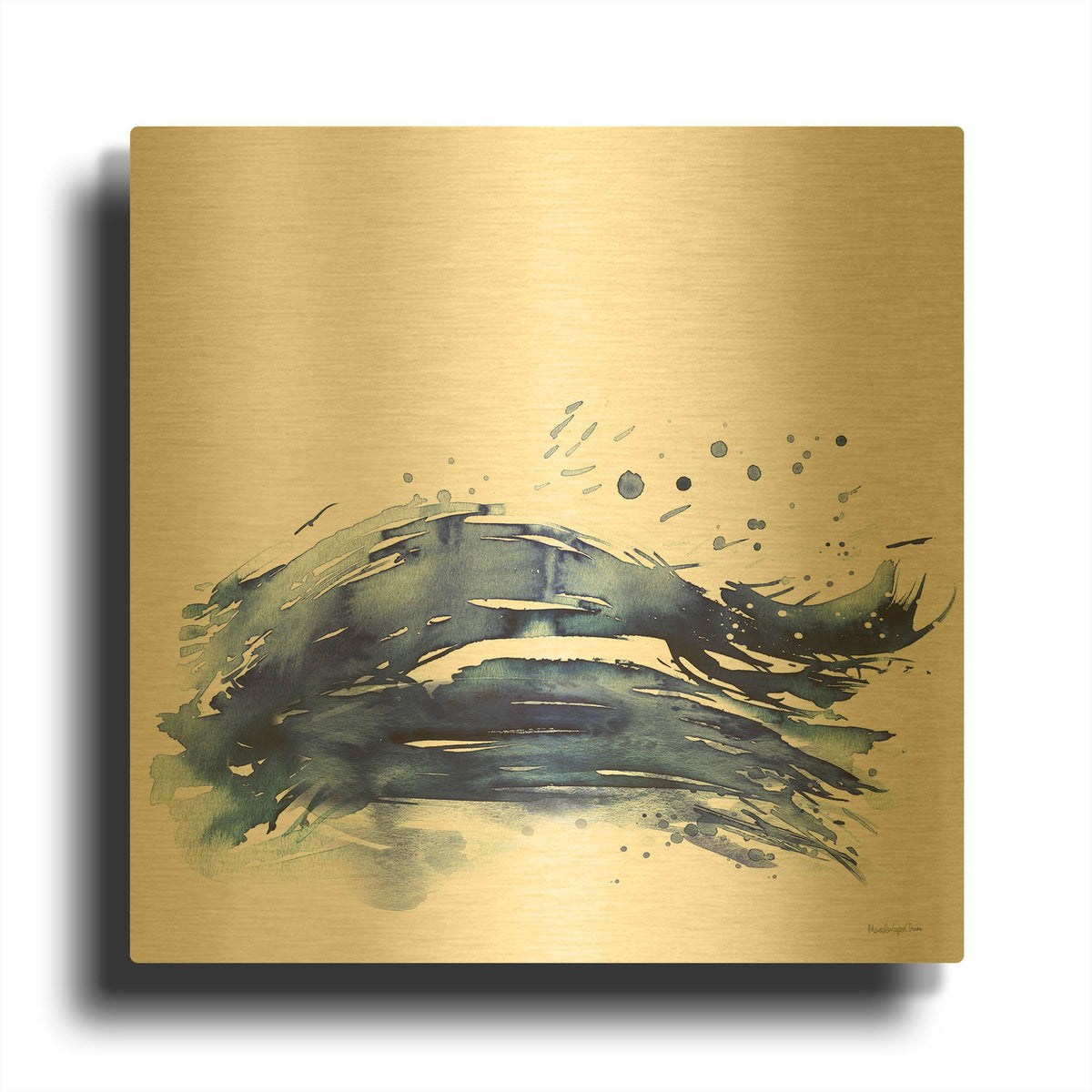 'Coastal Splash 3' By Mercedes Lopez Charro Gold Metal Wall Art