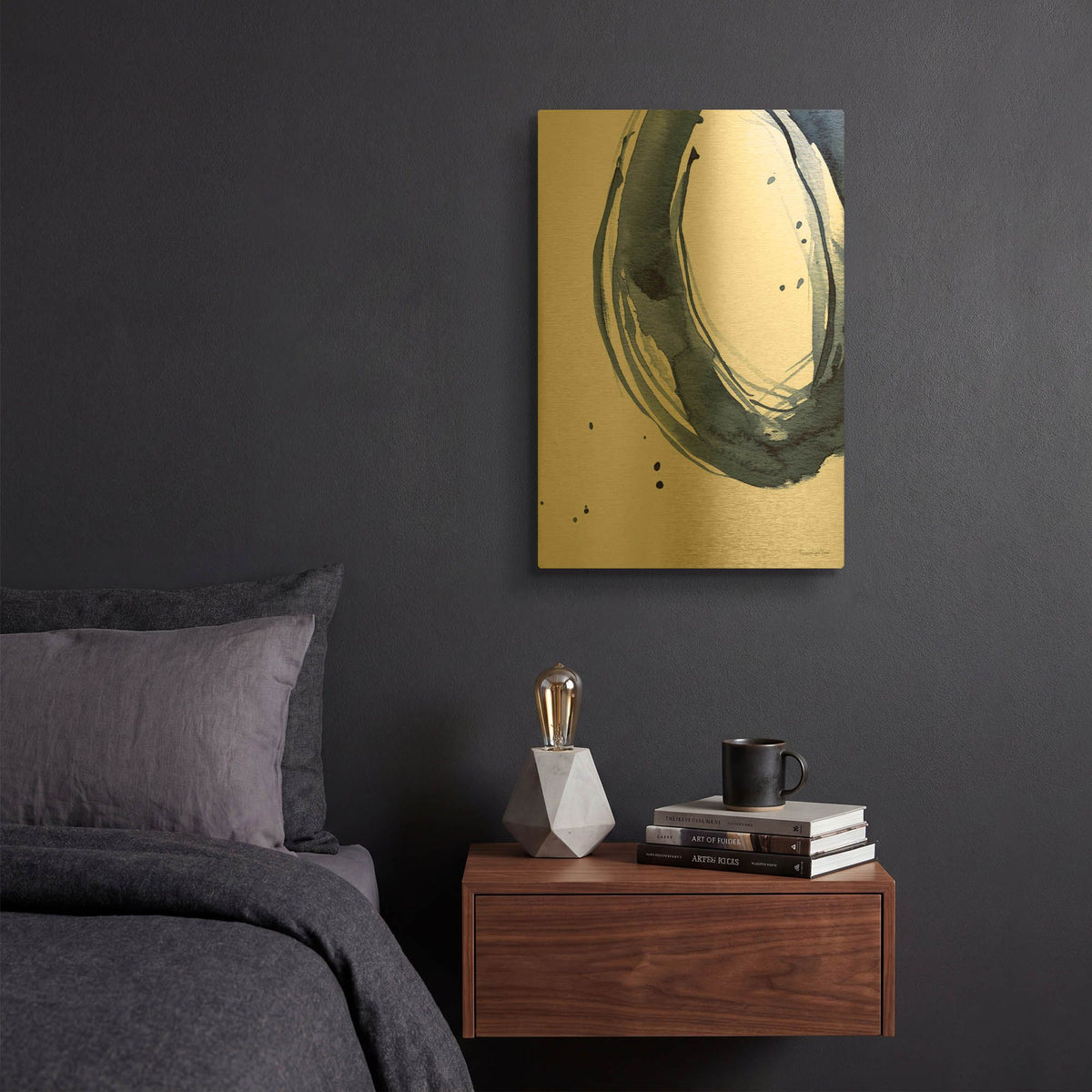 'Bold Blue 2 Dark' By Mercedes Lopez Charro Gold Metal Wall Art