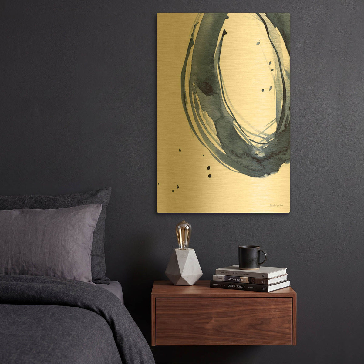 'Bold Blue 2 Dark' By Mercedes Lopez Charro Gold Metal Wall Art