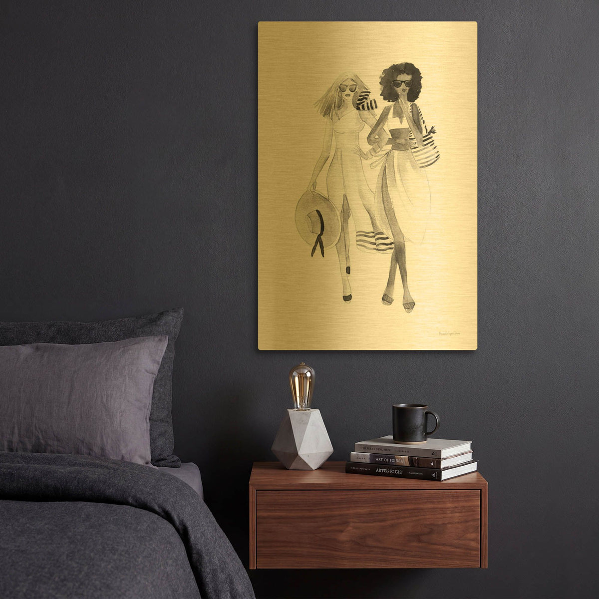 'Paris Girlfriends 4 BW' By Mercedes Lopez Charro Gold Metal Wall Art