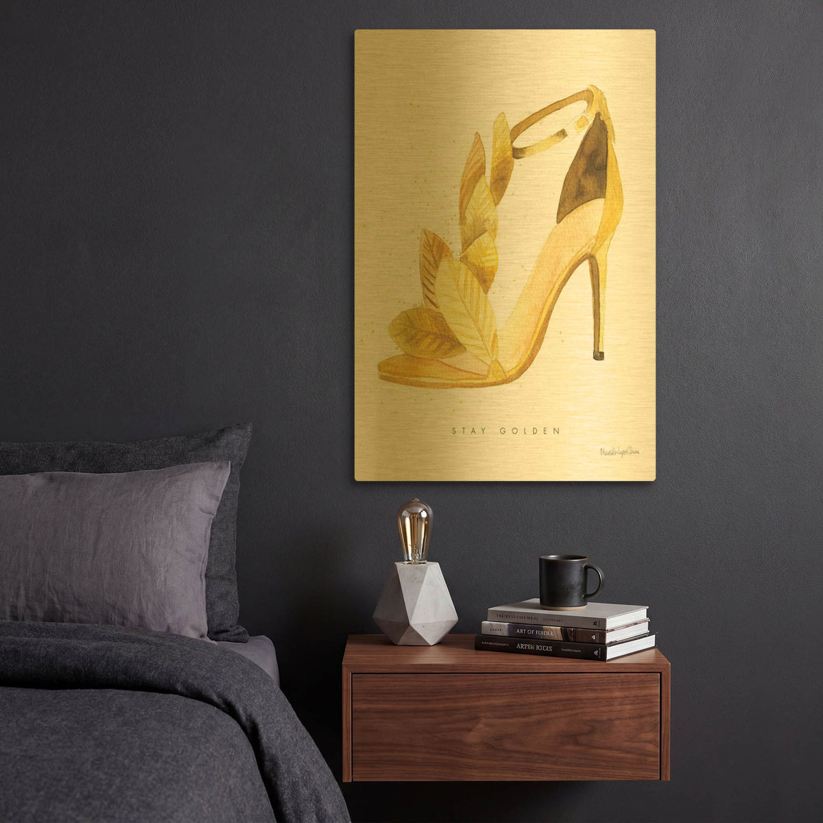 'Glitz and Glam 6' By Mercedes Lopez Charro Gold Metal Wall Art