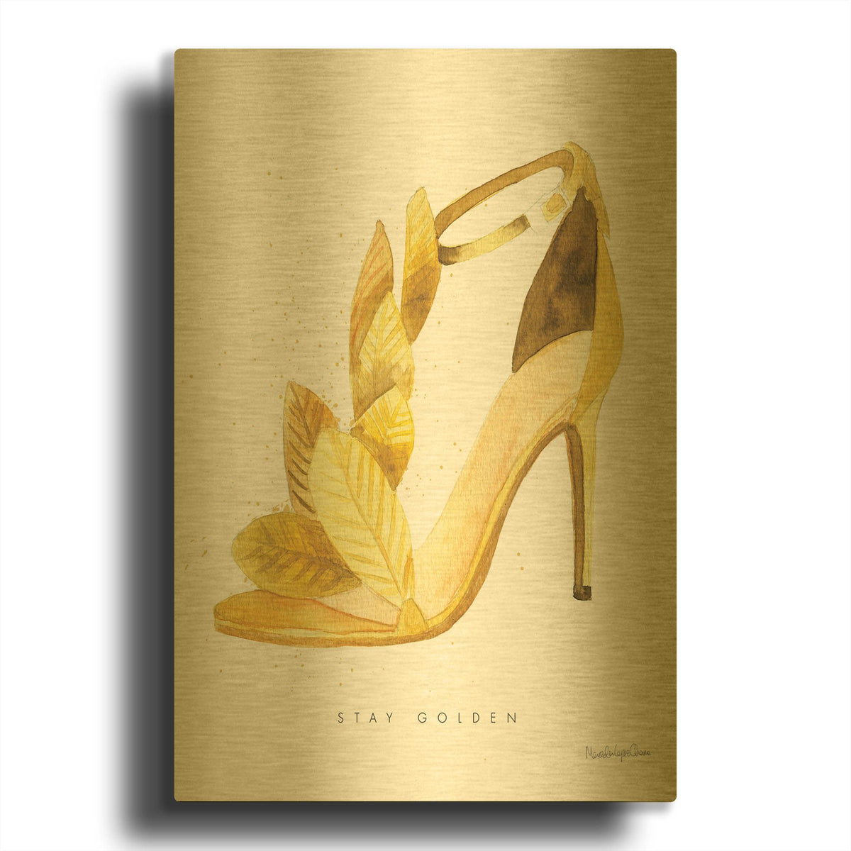 'Glitz and Glam 6' By Mercedes Lopez Charro Gold Metal Wall Art