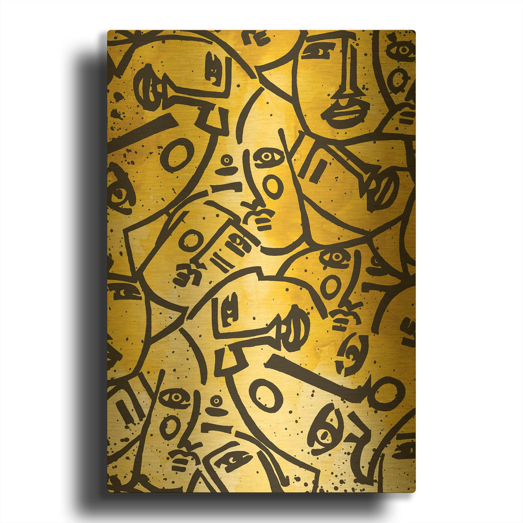 'Serving Face' By Mercedes Lopez Charro Gold Metal Wall Art