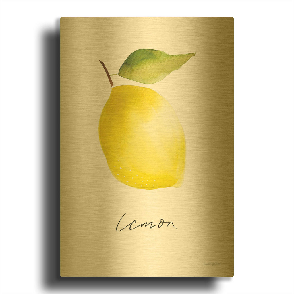'Single Lemon' By Mercedes Lopez Charro Gold Metal Wall Art