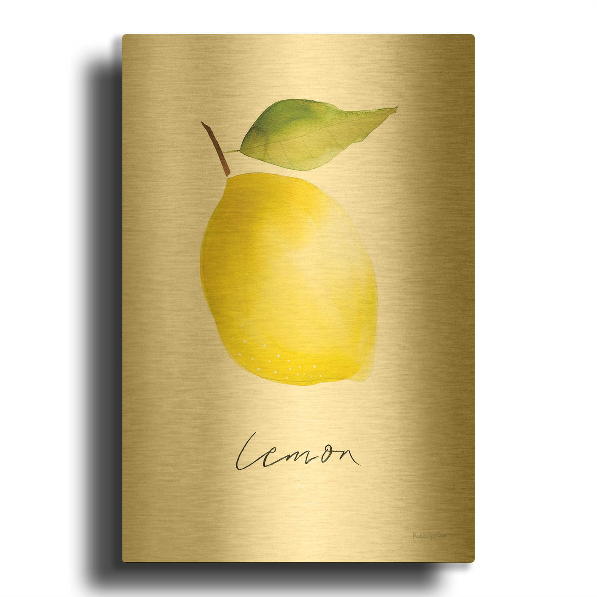 'Single Lemon' By Mercedes Lopez Charro Gold Metal Wall Art