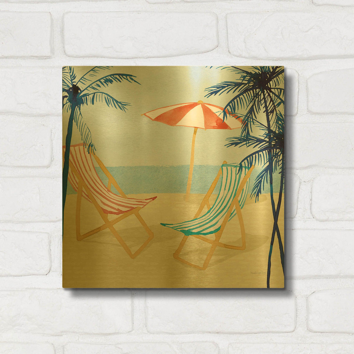 'Laguna Lounging 1' By Mercedes Lopez Charro Gold Metal Wall Art