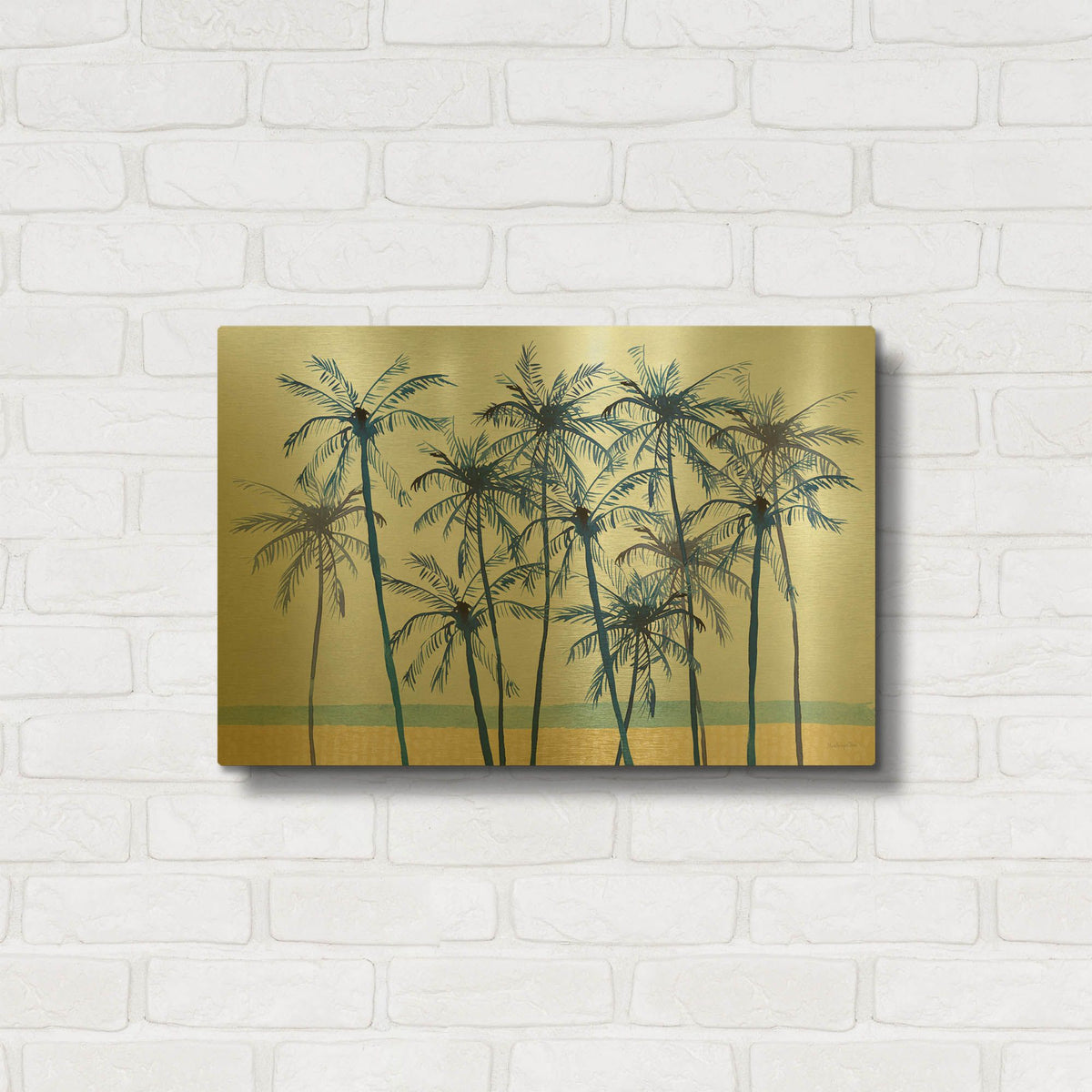 'Laguna Palms 1' By Mercedes Lopez Charro Gold Metal Wall Art