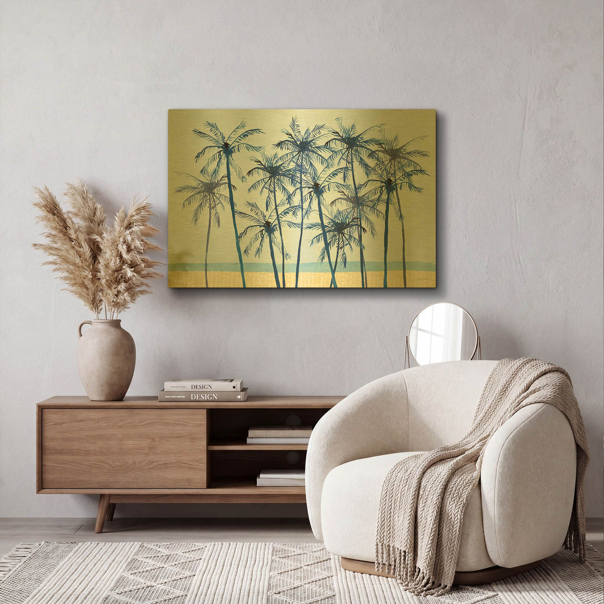 'Laguna Palms 1' By Mercedes Lopez Charro Gold Metal Wall Art