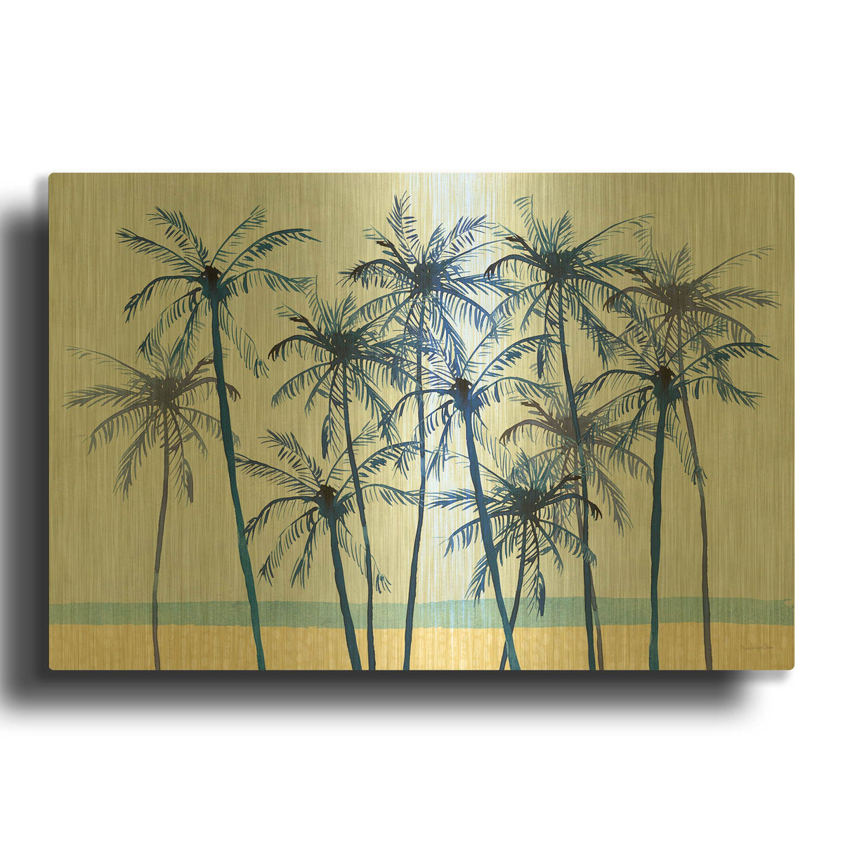 'Laguna Palms 1' By Mercedes Lopez Charro Gold Metal Wall Art