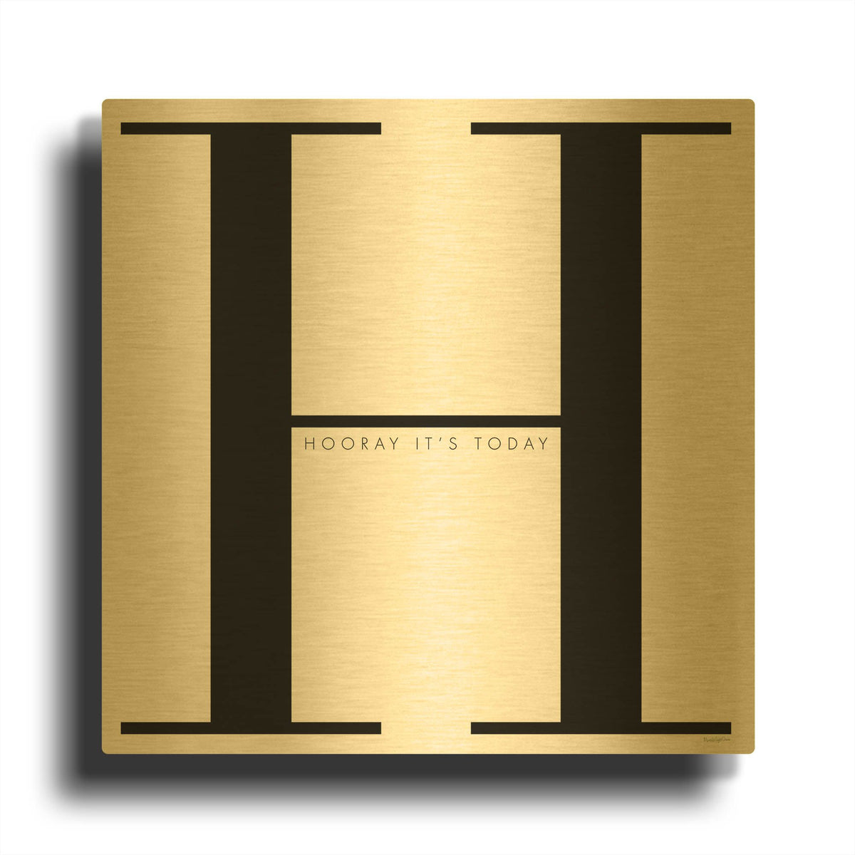 'H is for Hooray on White' By Mercedes Lopez Charro Gold Metal Wall Art