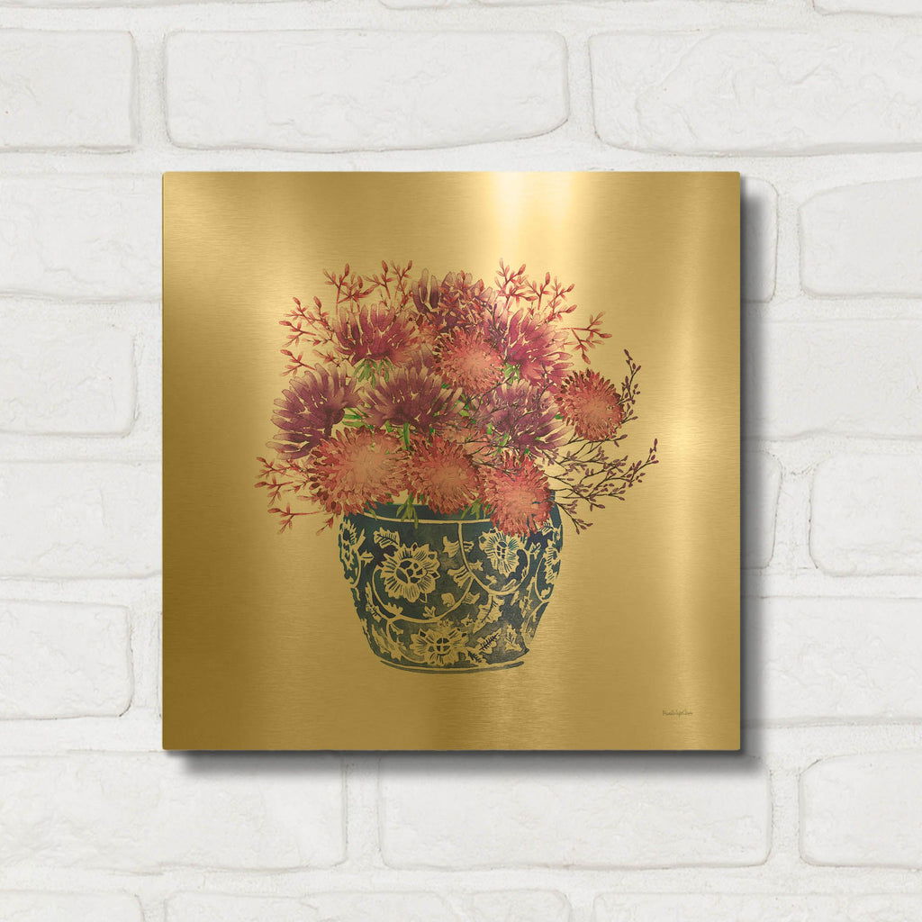 'Chinoiserie Style 4' By Mercedes Lopez Charro Gold Metal Wall Art