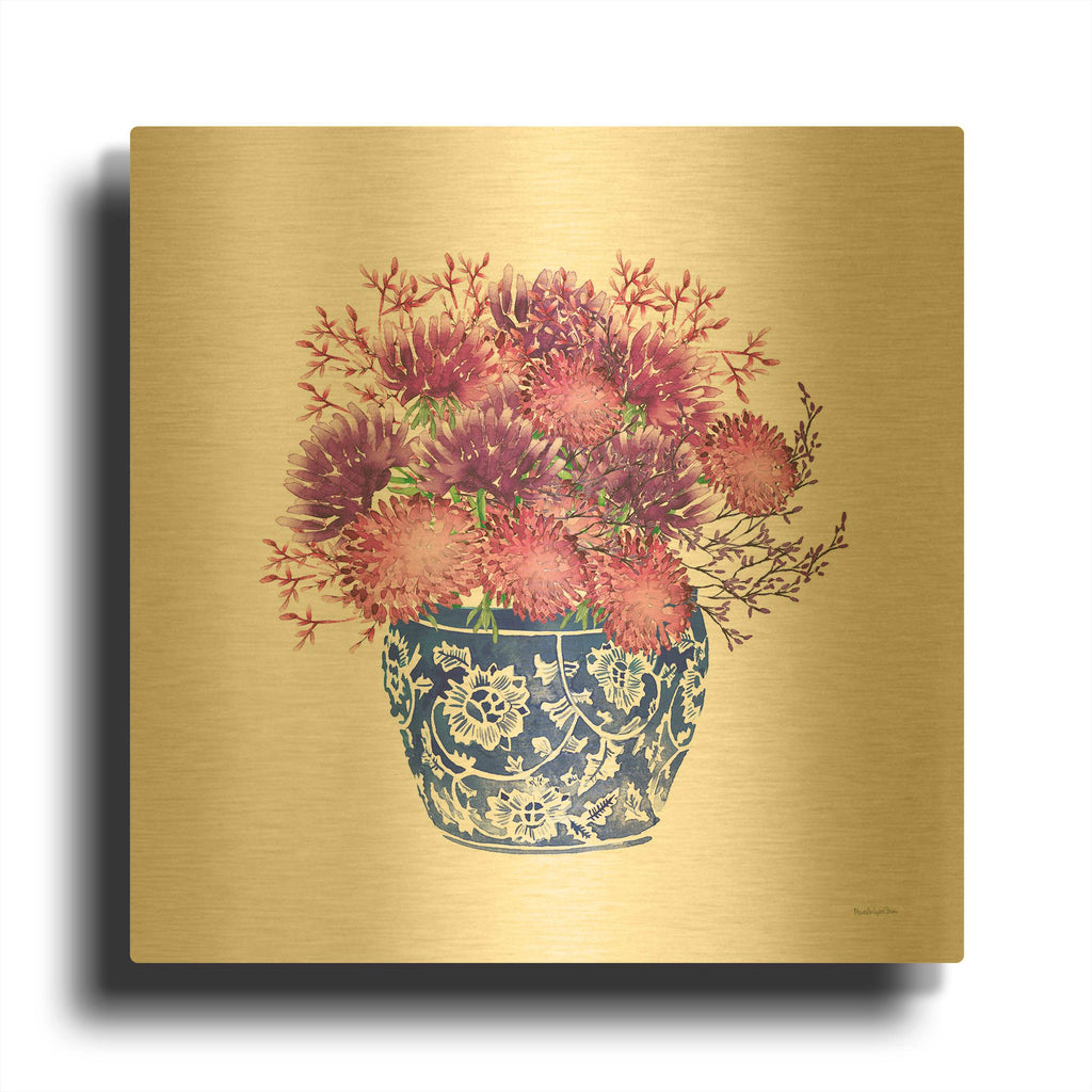 'Chinoiserie Style 4' By Mercedes Lopez Charro Gold Metal Wall Art