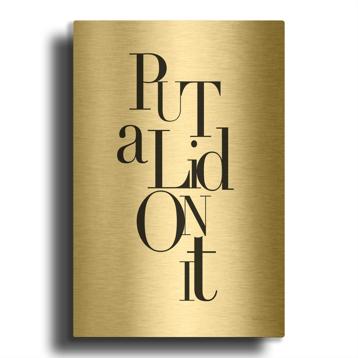 'Put a Lid' By Mercedes Lopez Charro Gold Metal Wall Art