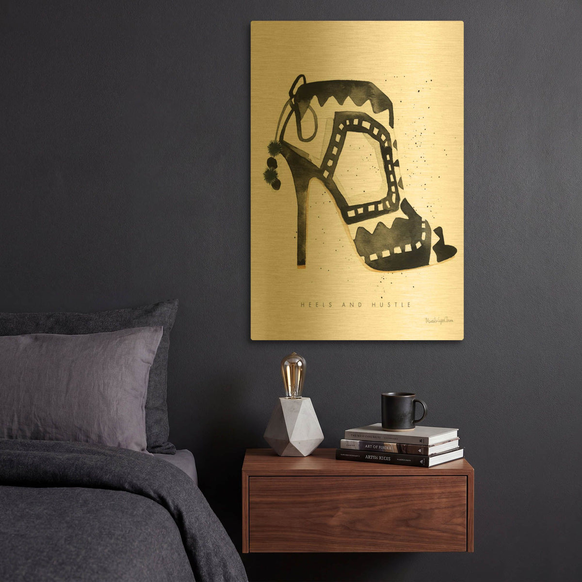 'Glitz and Glam V' By Mercedes Lopez Charro Gold Metal Wall Art