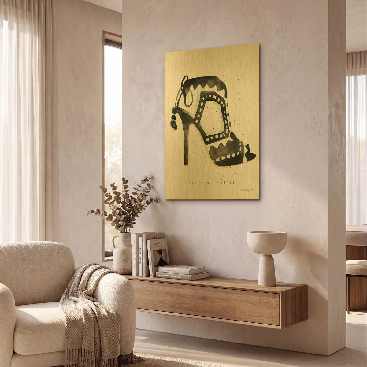 'Glitz and Glam V' By Mercedes Lopez Charro Gold Metal Wall Art