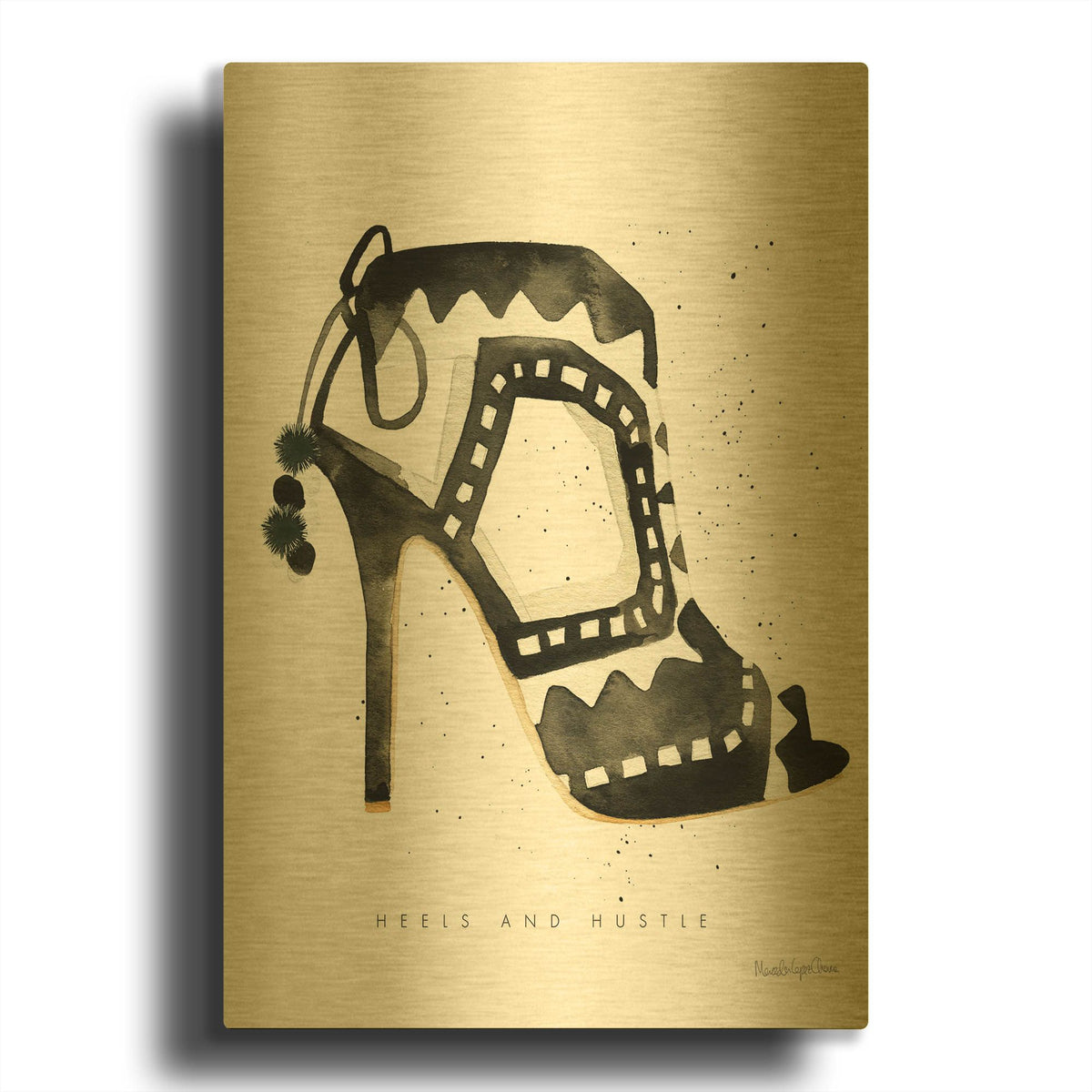 'Glitz and Glam V' By Mercedes Lopez Charro Gold Metal Wall Art