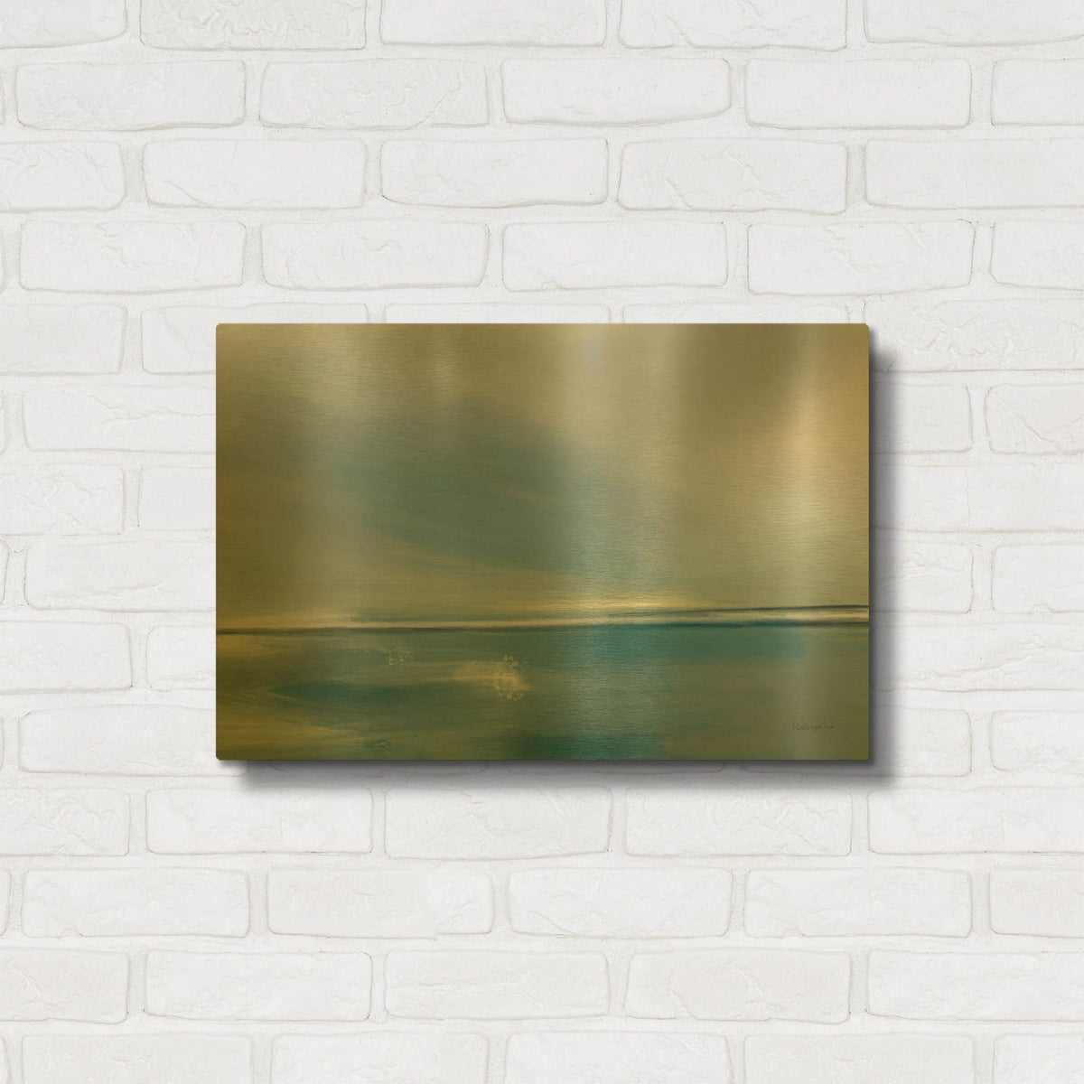 'Shining Sea' By Mercedes Lopez Charro Gold Metal Wall Art