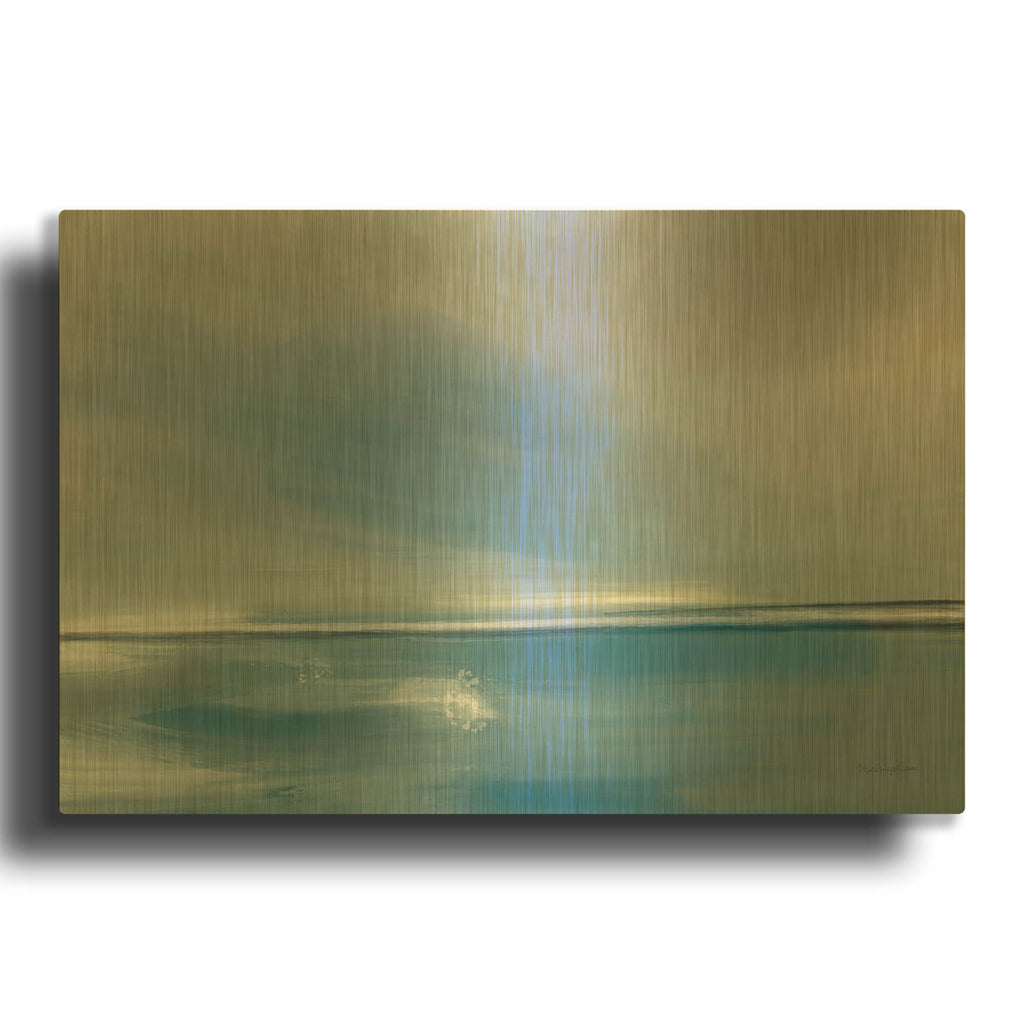 'Shining Sea' By Mercedes Lopez Charro Gold Metal Wall Art
