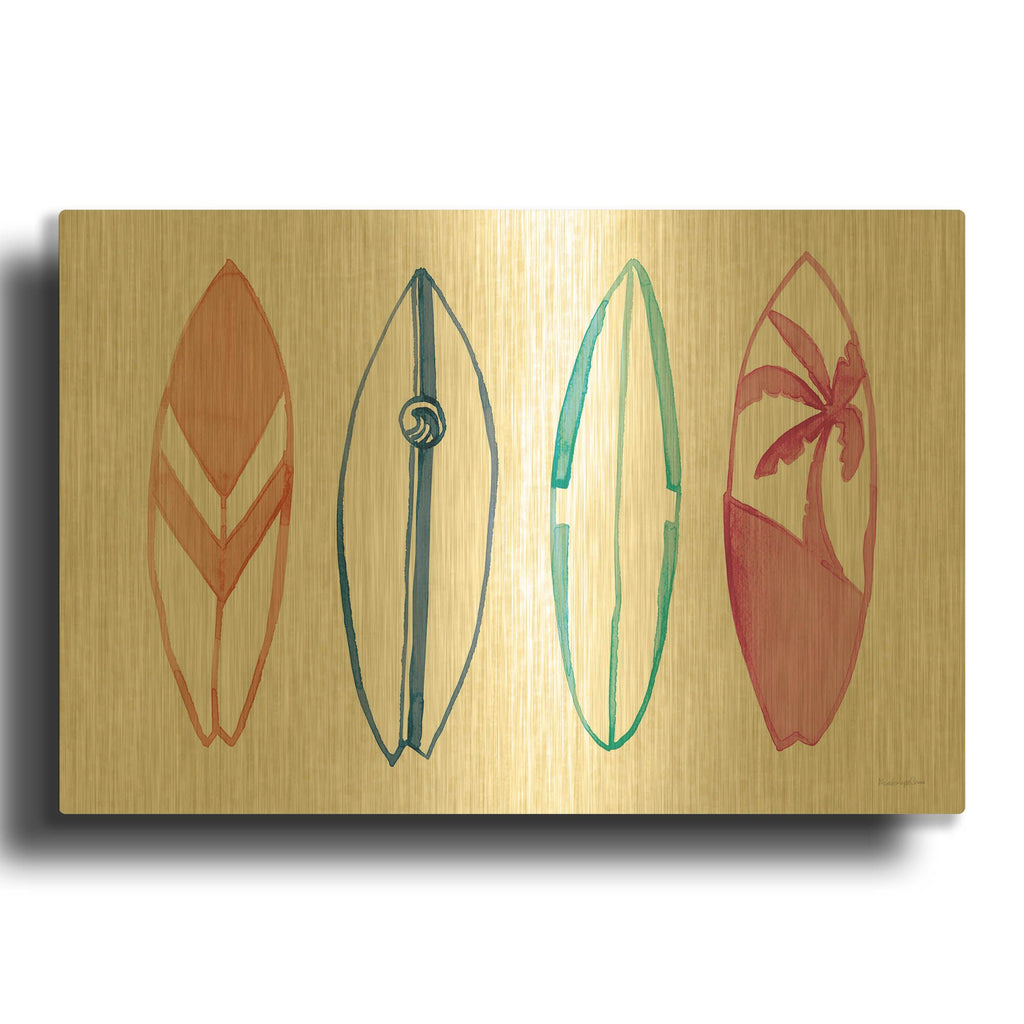 'Laguna Surfboards 1' By Mercedes Lopez Charro Gold Metal Wall Art