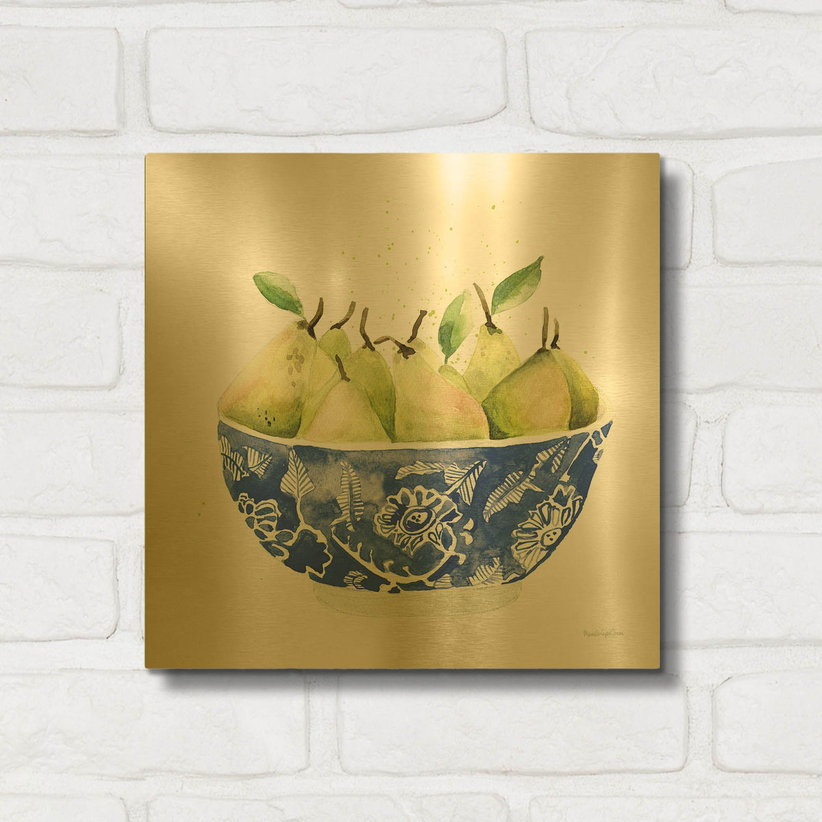 'Elegant Fruit 1' By Mercedes Lopez Charro Gold Metal Wall Art