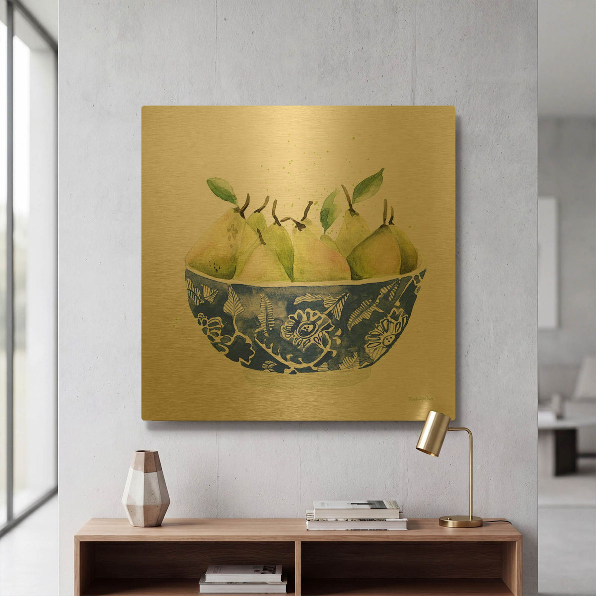 'Elegant Fruit 1' By Mercedes Lopez Charro Gold Metal Wall Art