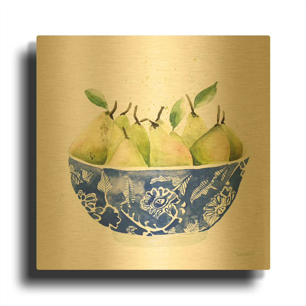'Elegant Fruit 1' By Mercedes Lopez Charro Gold Metal Wall Art