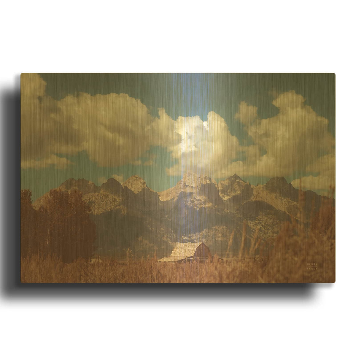 'Wyoming Mountain Lazy Days' By Nathan Larson Gold Metal Wall Art