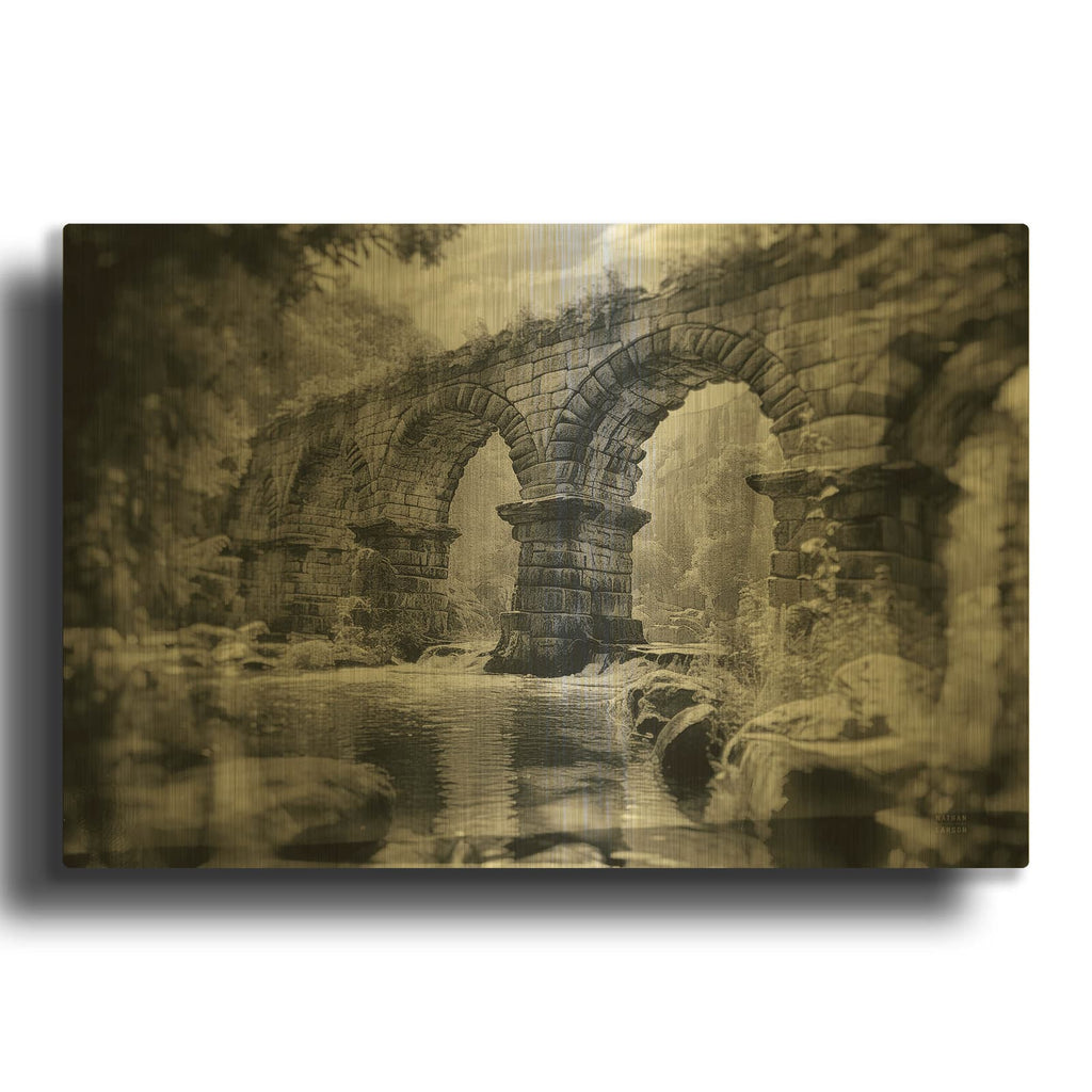'Aqueduct 2' By Nathan Larson Gold Metal Wall Art