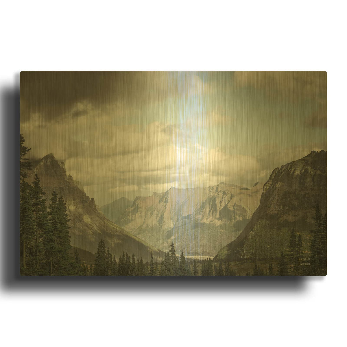 'Glacier National Park Gateway' By Nathan Larson Gold Metal Wall Art