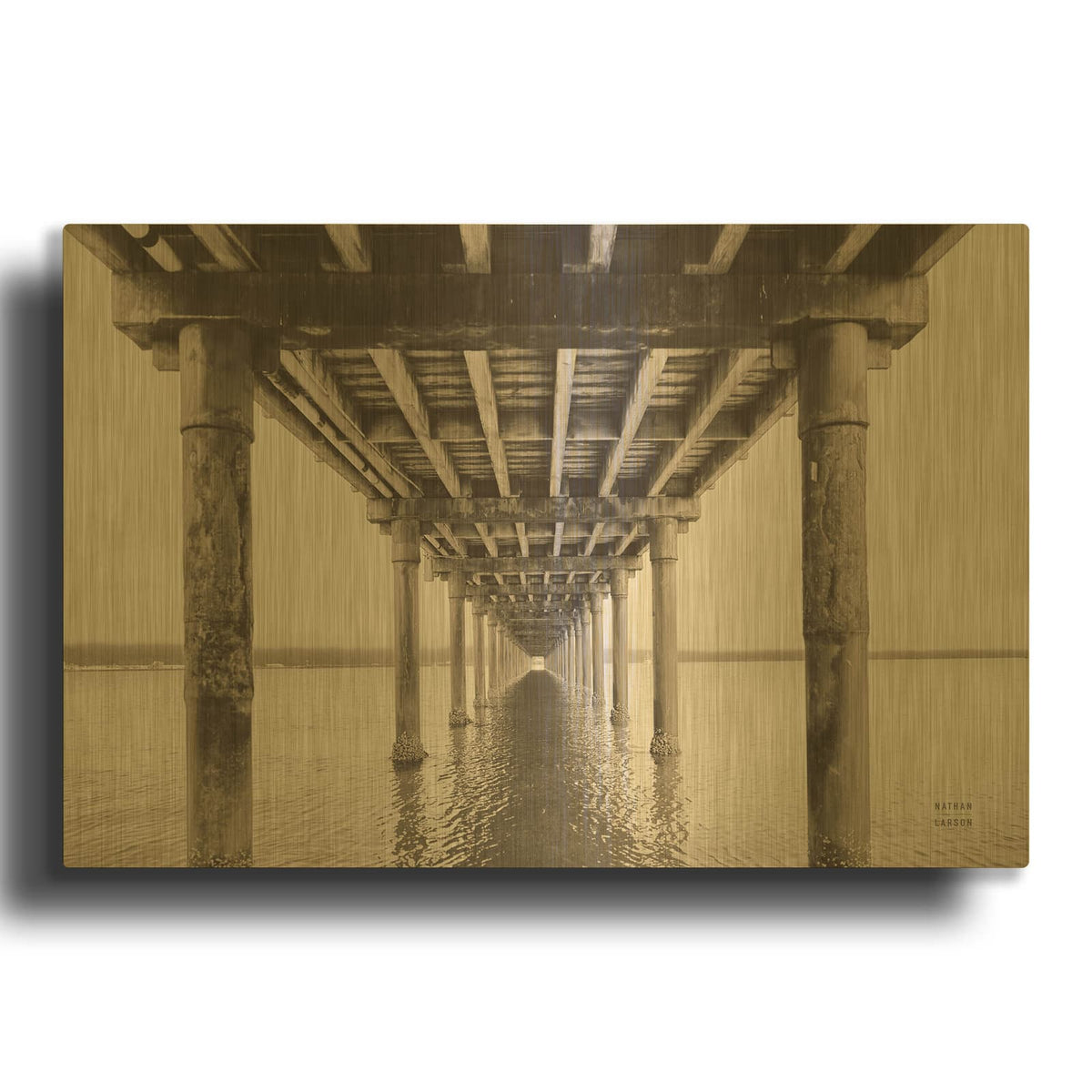 'Pacific Pier' By Nathan Larson Gold Metal Wall Art