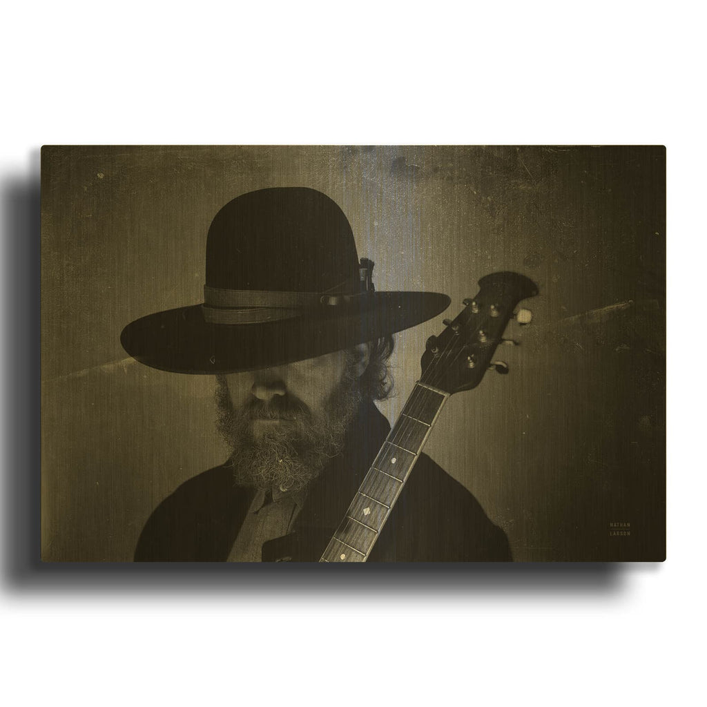 'Home On The Range Cowboy 1' By Nathan Larson Gold Metal Wall Art