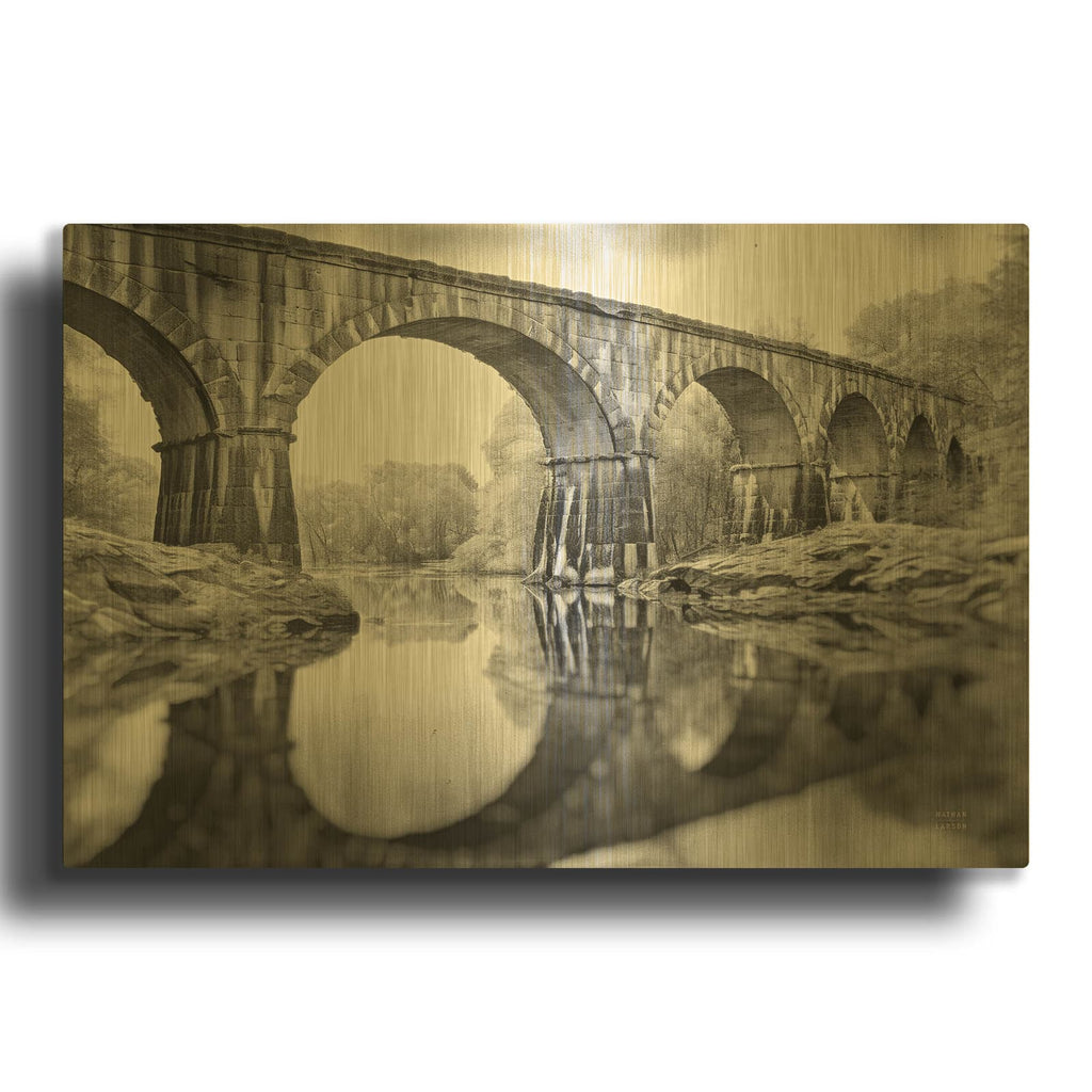 'Aqueduct V' By Nathan Larson Gold Metal Wall Art