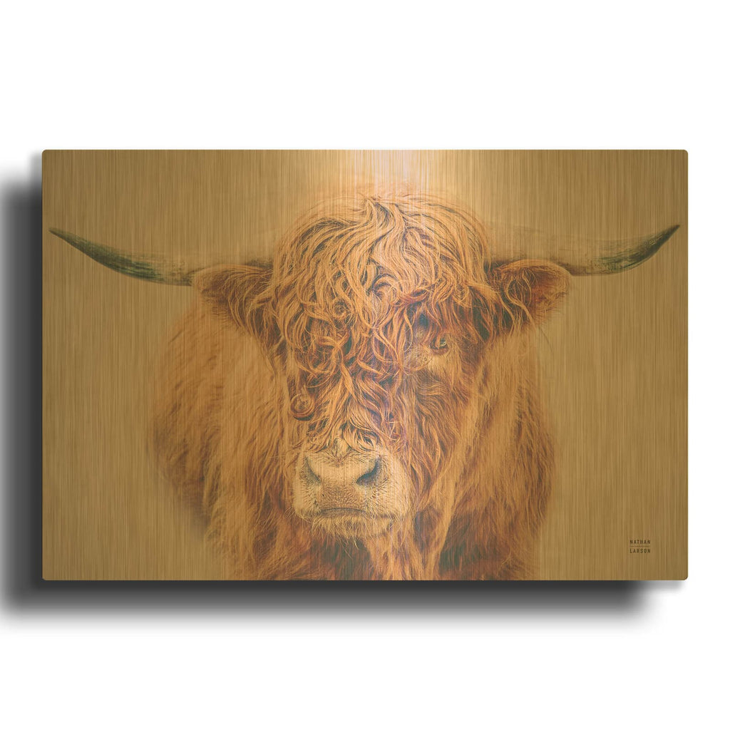 'Highland In The Winter Fog' By Nathan Larson Gold Metal Wall Art