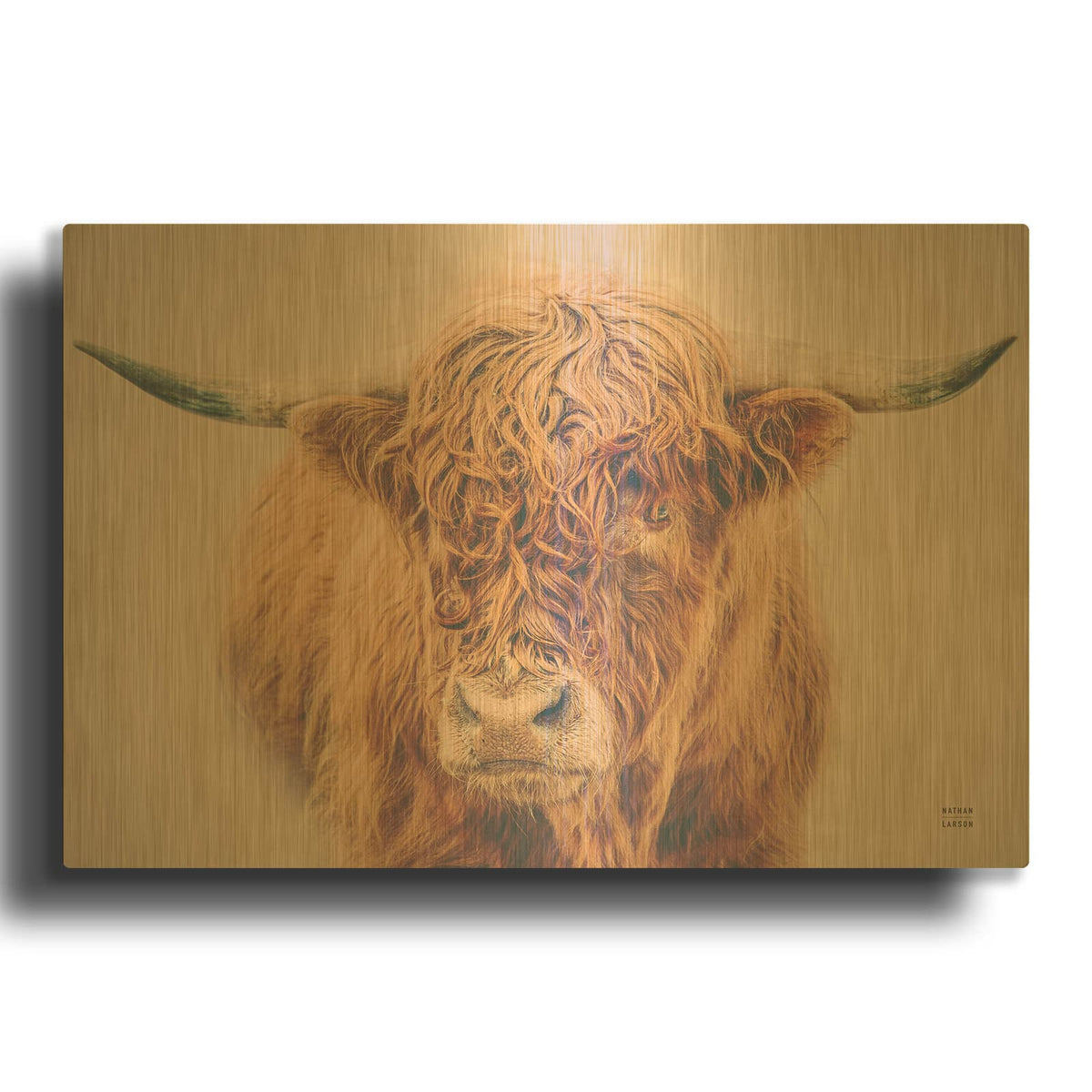 'Highland In The Winter Fog' By Nathan Larson Gold Metal Wall Art