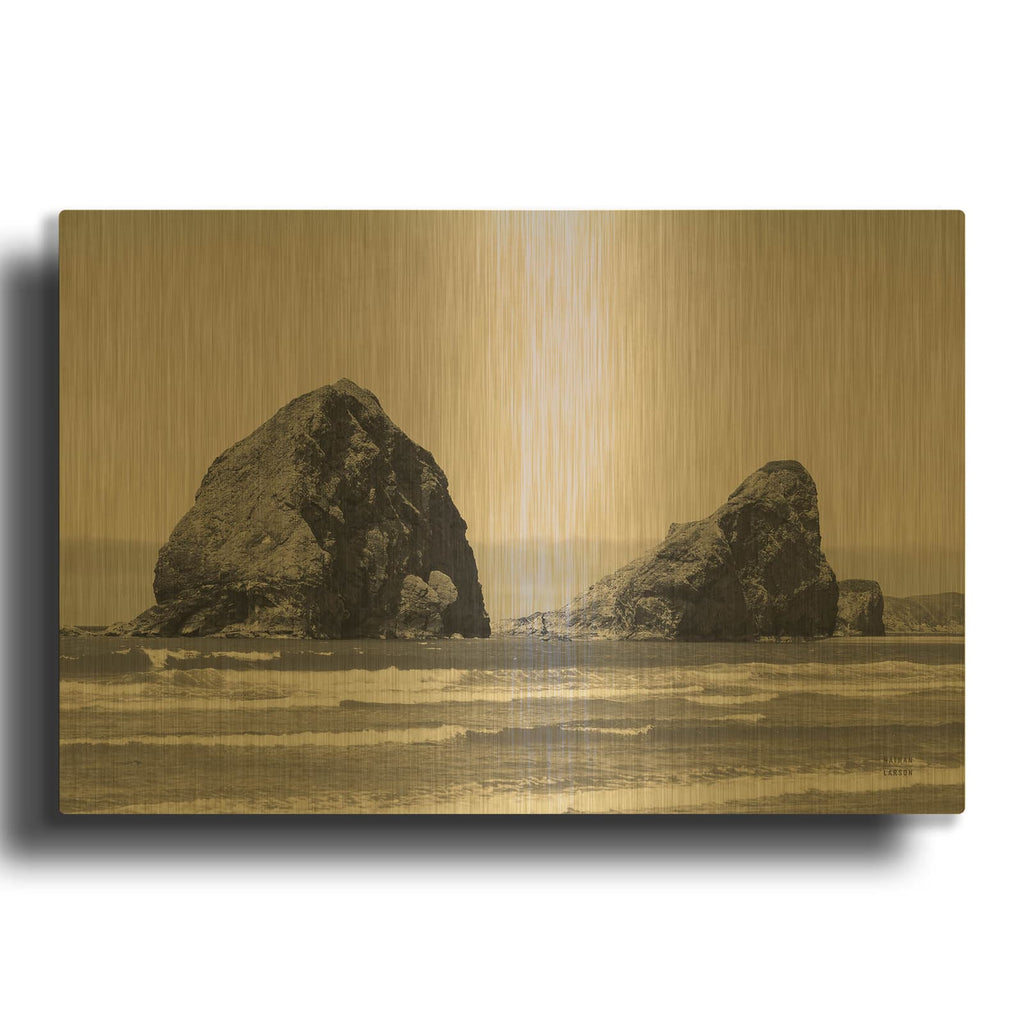 'Rocky Shores' By Nathan Larson Gold Metal Wall Art