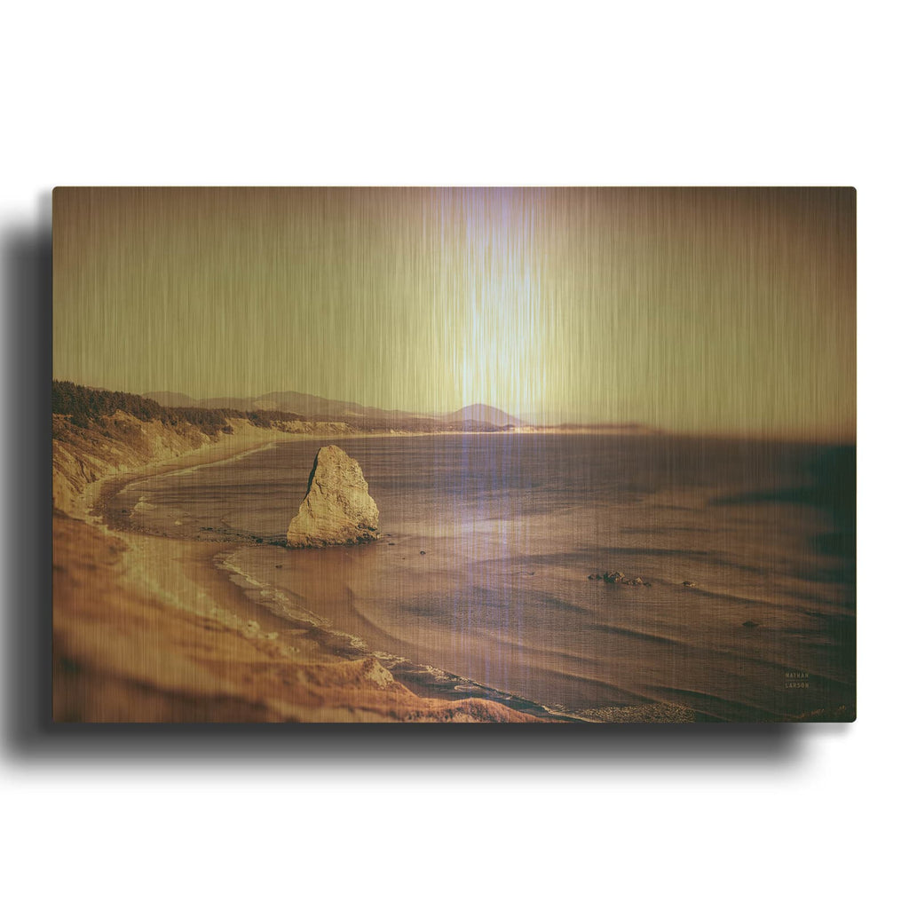 'Rock Coast' By Nathan Larson Gold Metal Wall Art