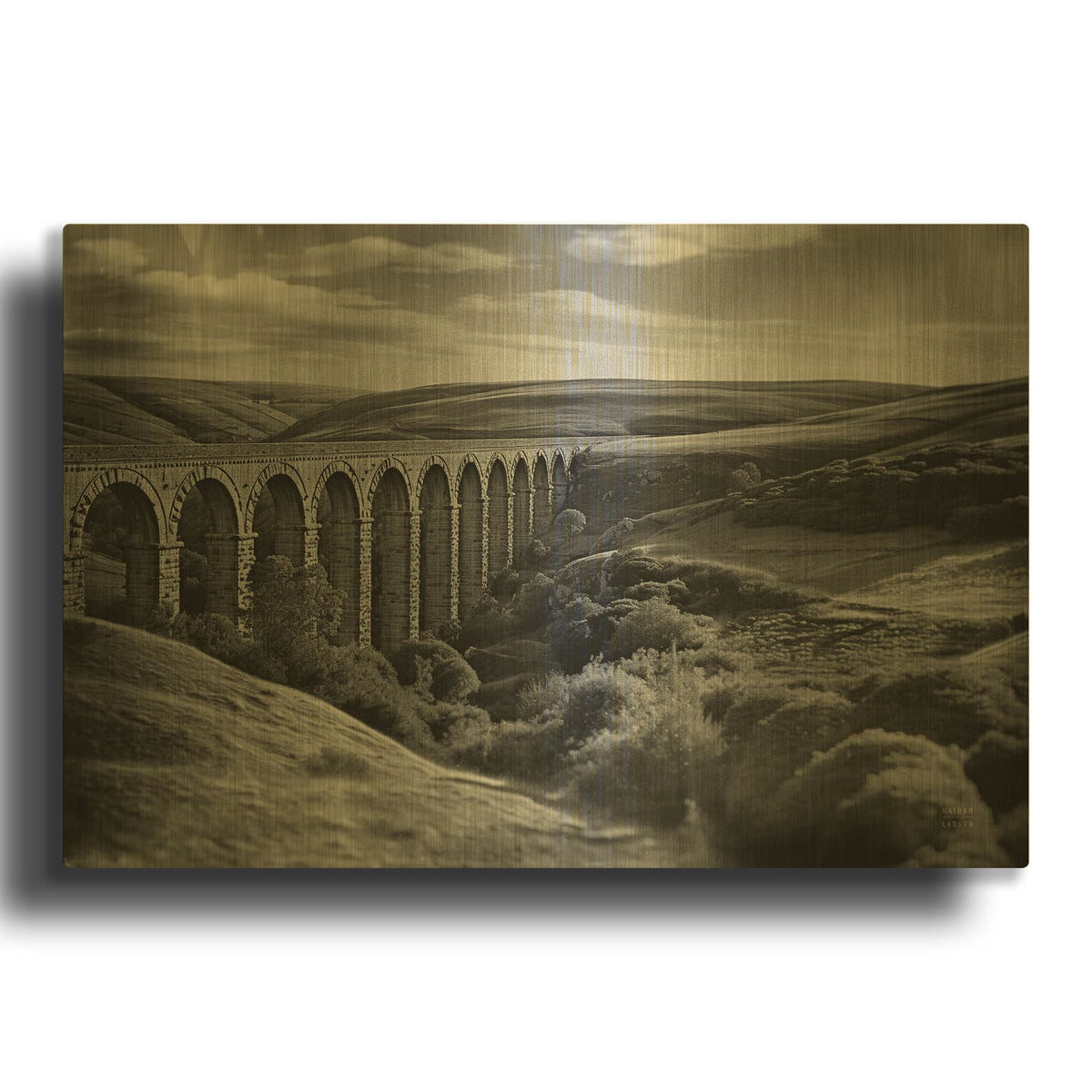 'Aqueduct 4' By Nathan Larson Gold Metal Wall Art