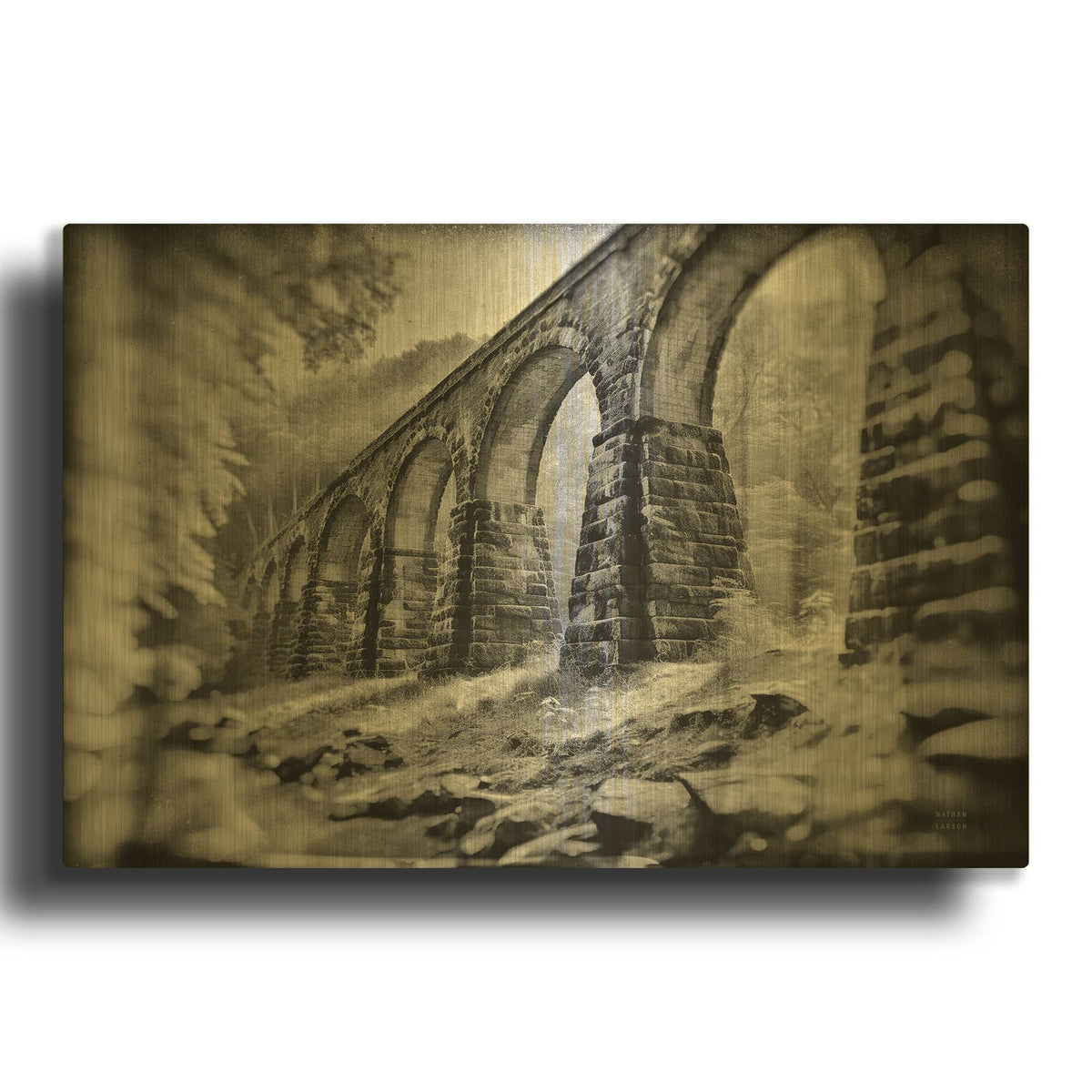 'Aqueduct 1' By Nathan Larson Gold Metal Wall Art