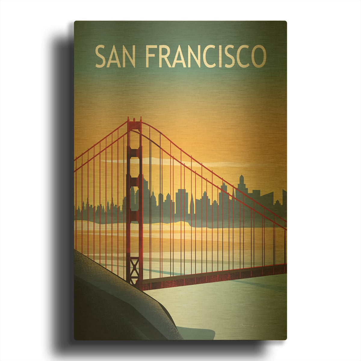 'San Francisco 2' By Omar Escalante Gold Metal Wall Art