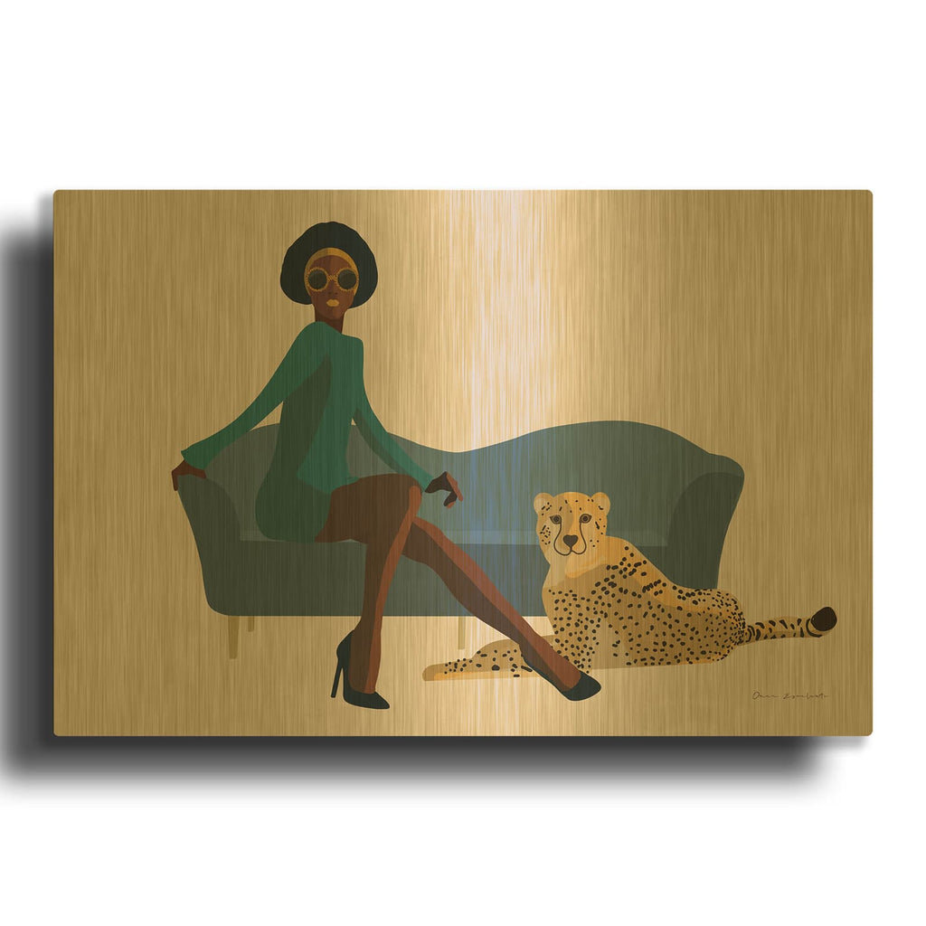 'Wild Lounge 3' By Omar Escalante Gold Metal Wall Art