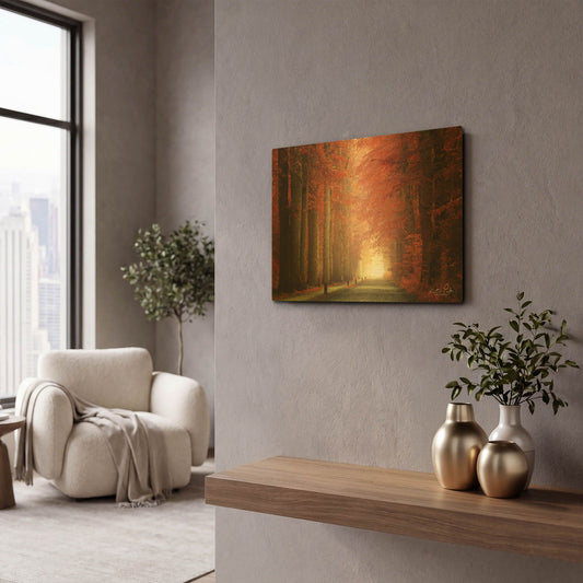 'Way to Red' By Martin Podt Gold Metal Wall Art