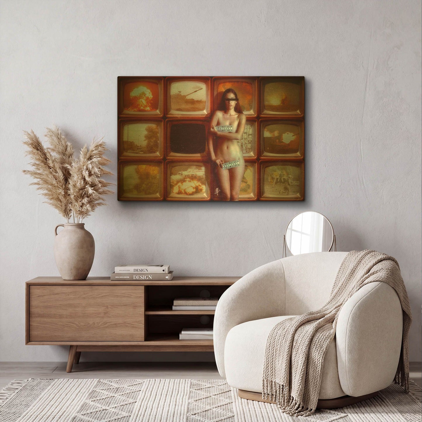 'Retransmission 2020' By Mario Sanchez Nevado Gold Metal Wall Art