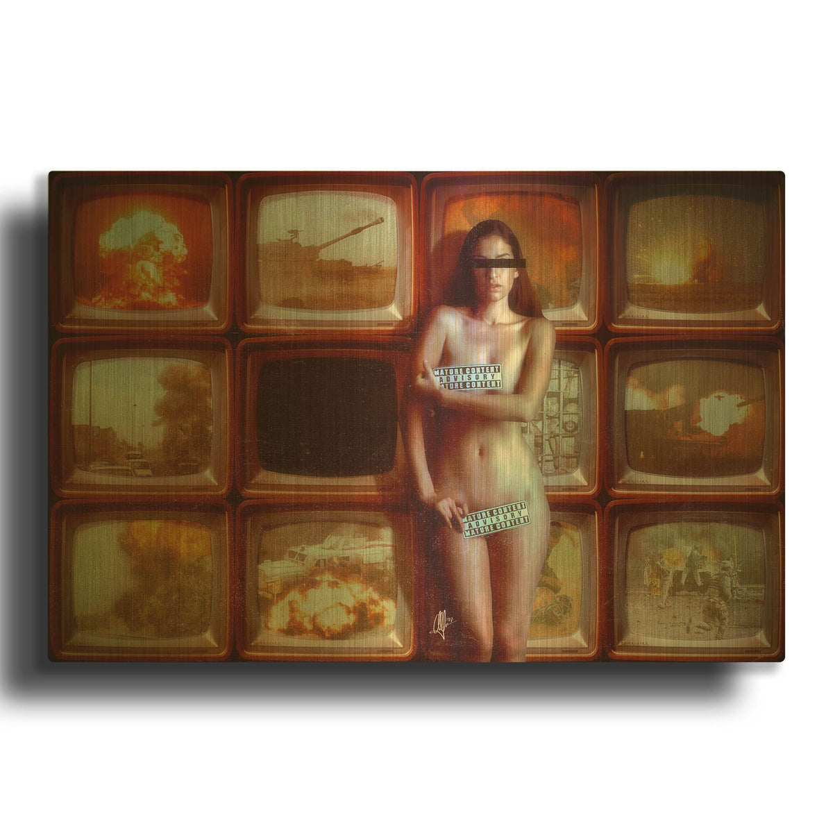 'Retransmission 2020' By Mario Sanchez Nevado Gold Metal Wall Art