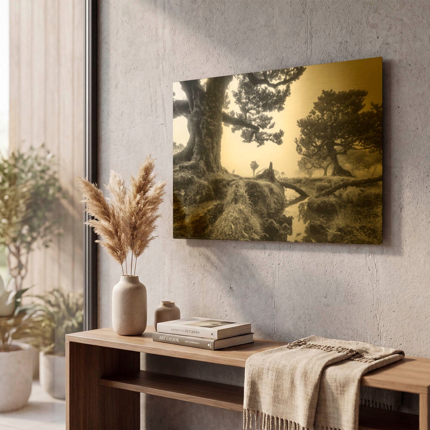'Black & White Fanal' By Martin Podt Gold Metal Wall Art