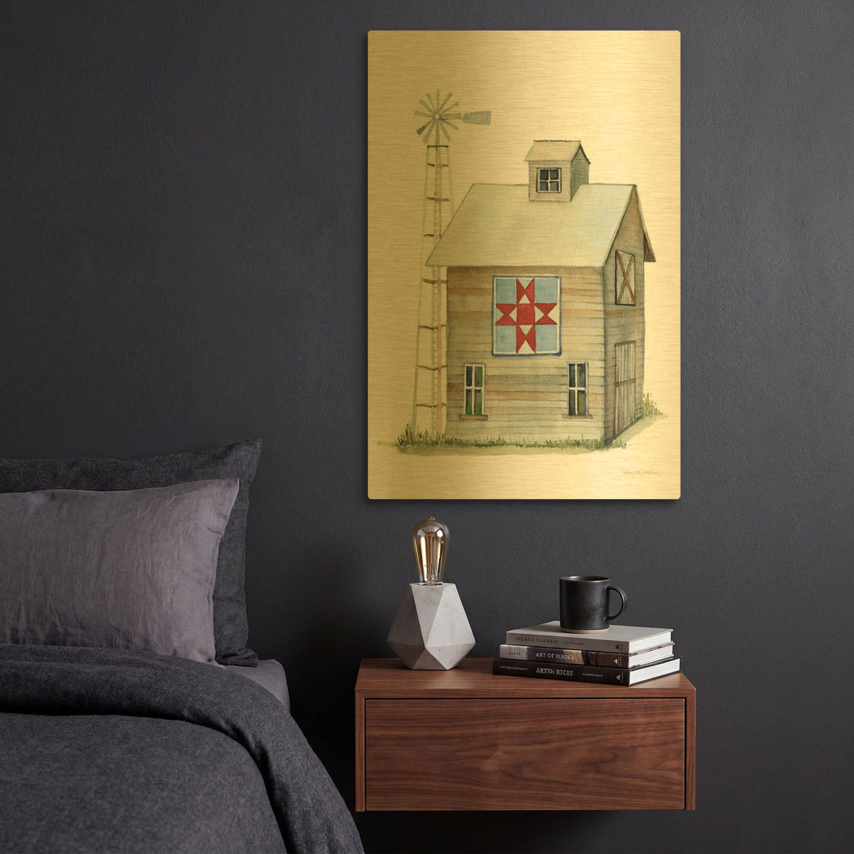 'Life on the Farm Barn Element 3' By Kathleen Parr Gold Metal Wall Art