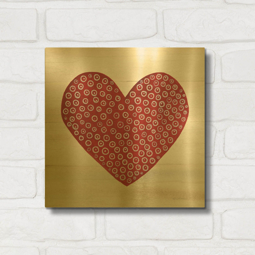 'Rustic Valentine Heart 3' By Kathleen Parr Gold Metal Wall Art