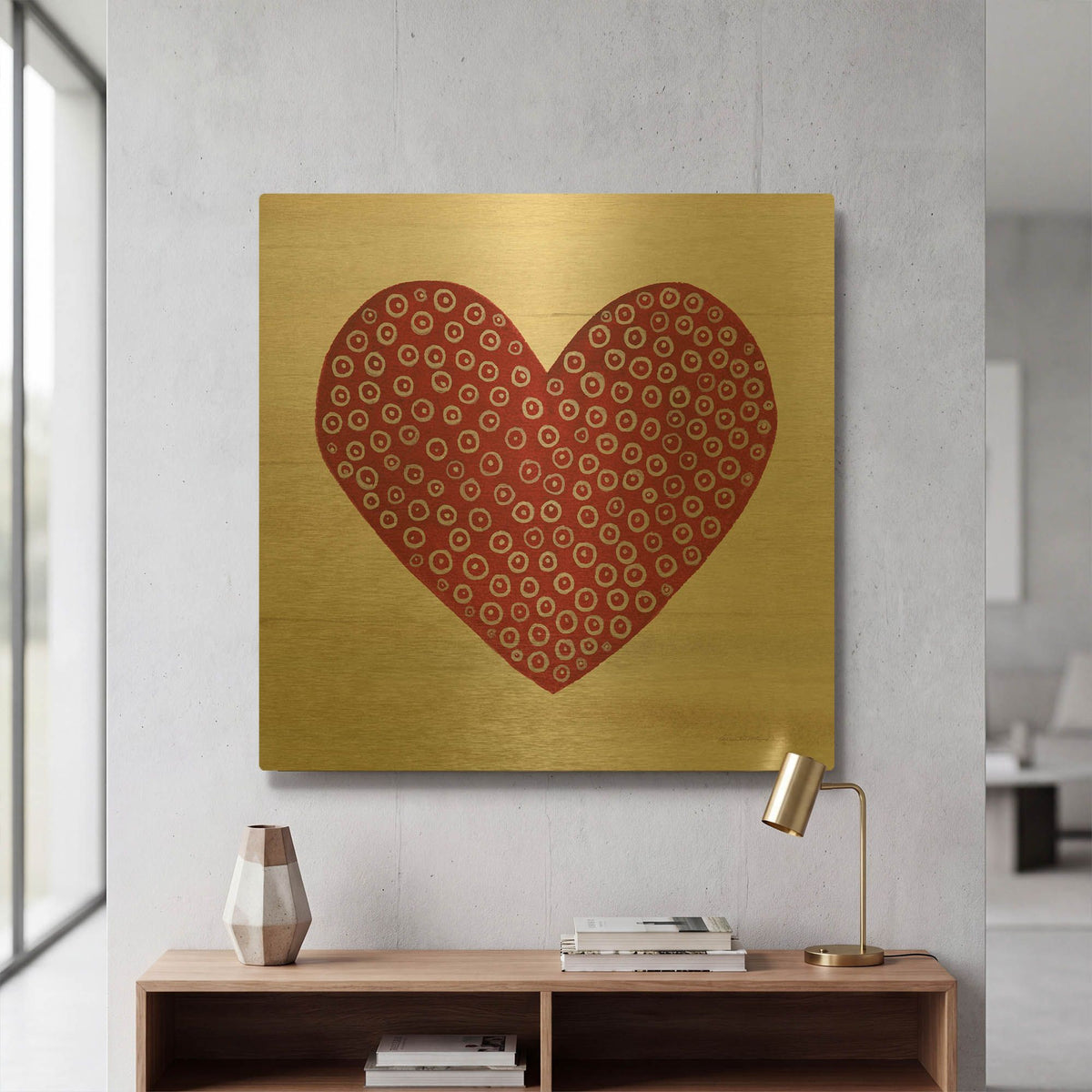 'Rustic Valentine Heart 3' By Kathleen Parr Gold Metal Wall Art