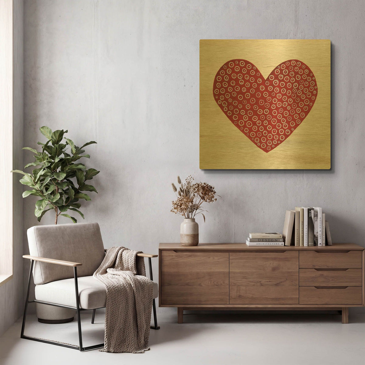 'Rustic Valentine Heart 3' By Kathleen Parr Gold Metal Wall Art